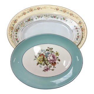 Mismatched Floral Porcelain Platters - Set of 3 For Sale