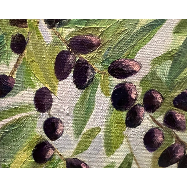 2020s "Olive Sky" Contemporary Impressionist Still Life of Olive Branches in Blue and Purple by Mill Valley Artist Mary Anne McKernie For Sale - Image 5 of 7