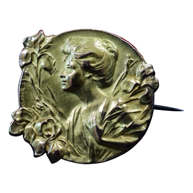 Art Nouveau Gold-Plated Brooch by Edropsy for Maison Savard, 1903 For Sale