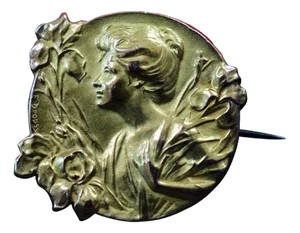 Art Nouveau Gold-Plated Brooch by Edropsy for Maison Savard, 1903