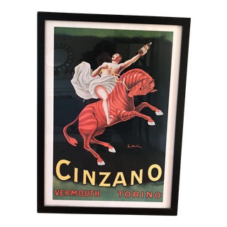 Pottery Barn Cinzano Vermouth Framed Vintage Poster For Sale