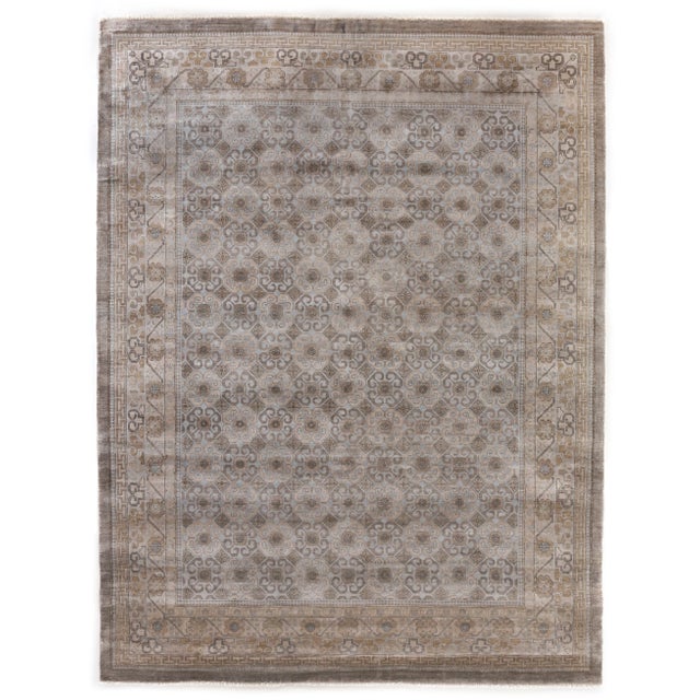 Exquisite Rugs Fine Khotan Hand knotted Bamboo/Silk Camel/Ivory Rug-12'x15' For Sale - Image 11 of 11