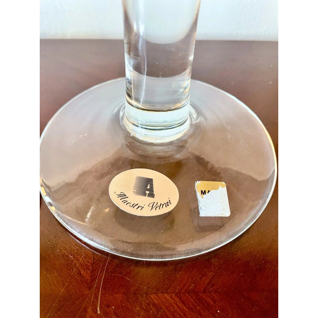 Glass Murano Glass Candleholders From Maestri Vetrai- A Pair For Sale - Image 7 of 7