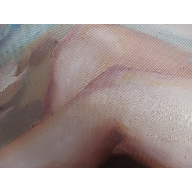 Textile Vintage Oil Painting Nude After Frieseke's Art Nouveau Masterpiece "Sleep" 1903 For Sale - Image 7 of 13