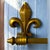 Gorgeous antique French pot rail. Solid unlacquered brass with beautiful patina, Fleur de Lys motif (includes three...