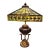 1970s Unique Mission Style Stained Glass Lamp With Pyramid Shade For Sale