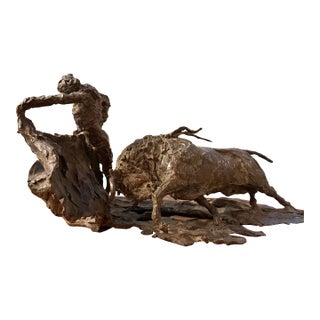 Jorge De La Peña Signed Patinated Bronze Bullfight Sculpture, 1980 For Sale