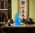 Blue Frosted Crystal Glass Lotus Base 3 Sides Bodhisattva Sanbao Figure For Sale - Image 4 of 13