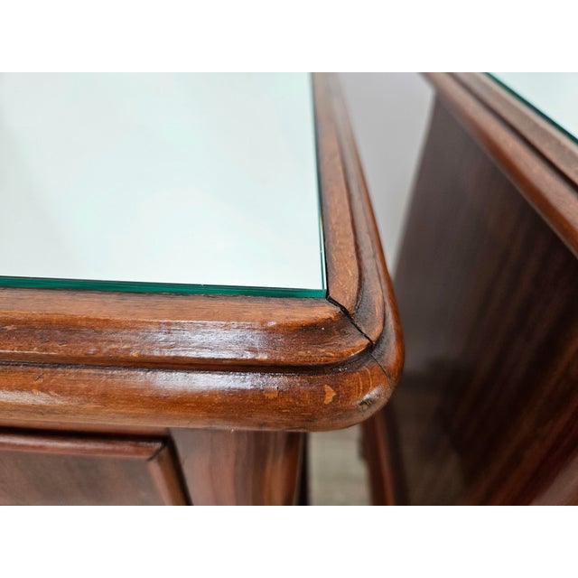 Brown Art Deco Bedside Tables with Mirrored Top, 1950, Set of 2 For Sale - Image 8 of 17