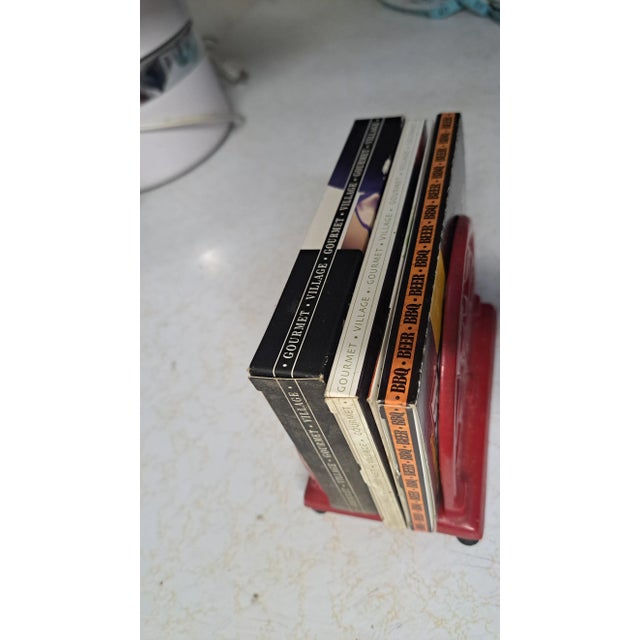 Red modernVintage 1990s Red Enamel Cast Iron Napkin Holder For Sale - Image 8 of 11