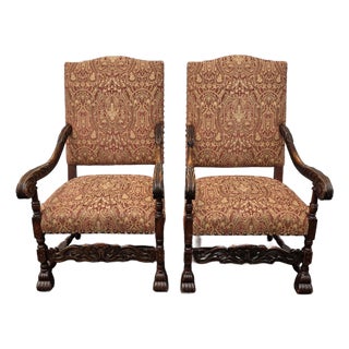 Late 19th C. Danish Louis XIV Throne Style Chairs- A Pair For Sale