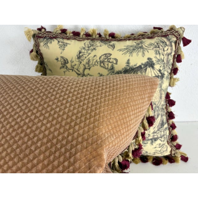 Schumacher Chinoiserie Cotton Toile Pillows / a Pair. For Sale - Image 10 of 11