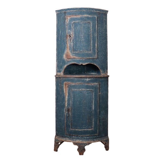 Swedish Bowfronted Corner Cupboard For Sale