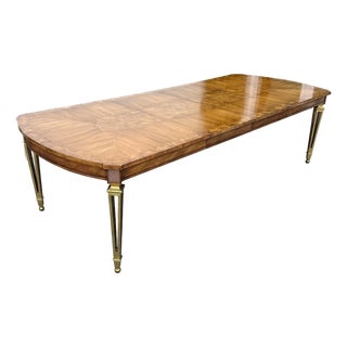 Large Mastercraft Burl Wood and Brass Leg Dining Table, 1970s For Sale