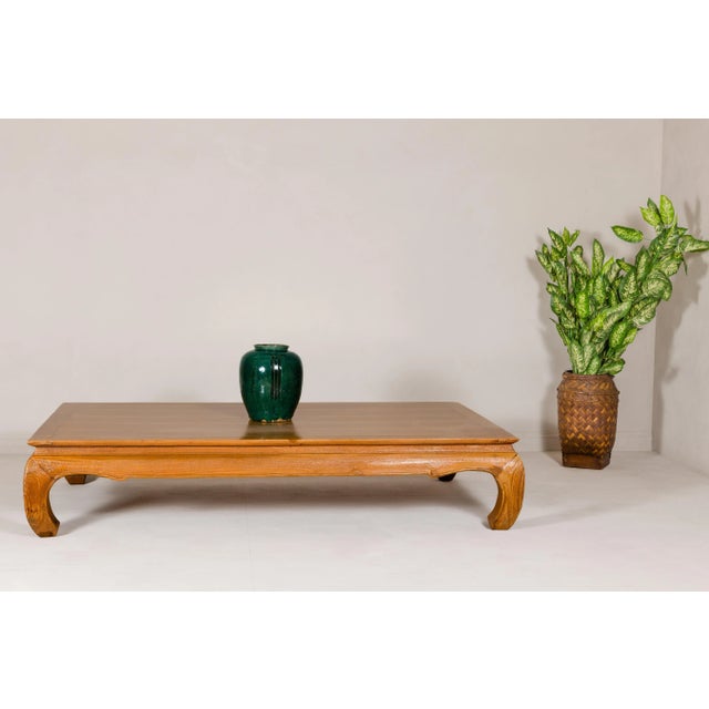 Vintage Large Light Brown Teak Coffee Table with Carved Chow Legs For Sale In New York - Image 6 of 12