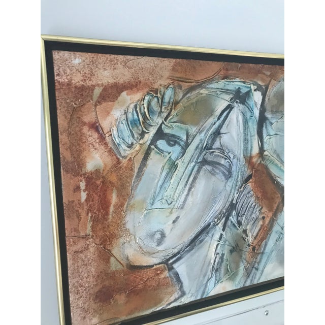 Mid 20th Century Abstract Faces Impasto Oil Painting by Moshe Katz, Framed For Sale - Image 9 of 12