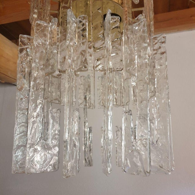 1970s Mid-Century Modern Brass and Murano Glass Chandelier For Sale - Image 11 of 12