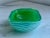 Beautiful vintage Murano hand-blown opal jade green Italian art glass bowl. The piece is attributed to the Cenedese. The...