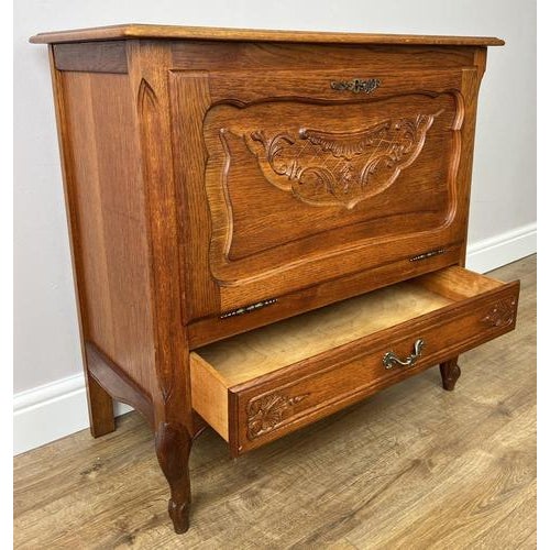 Vintage French Louis XVI Style Oak Carved Nightstand For Sale - Image 13 of 14