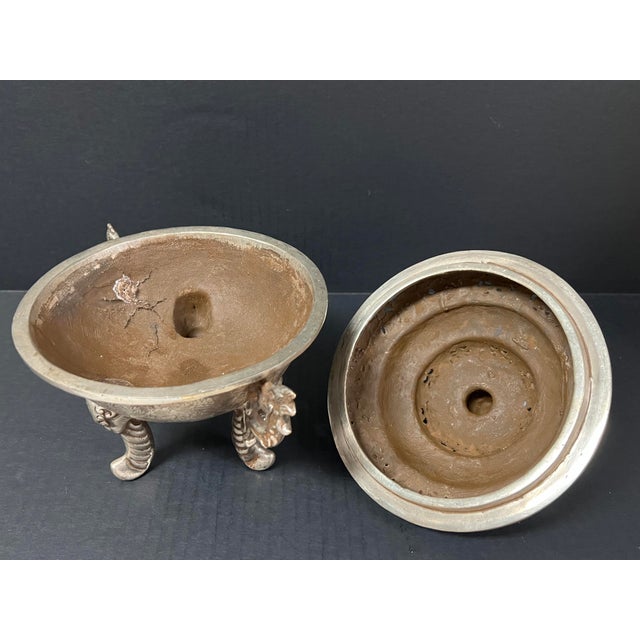 Chinese Late 20th Century Chinese Art Silver Gilt Bronze Metal Incense Burner For Sale - Image 3 of 11