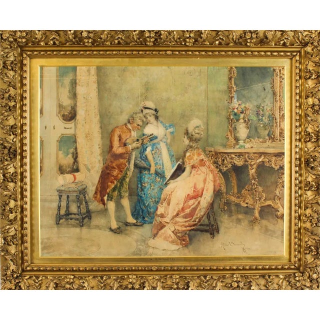 Attilio Simonetti, The Music Recital, 19th Century, Antique Watercolor For Sale