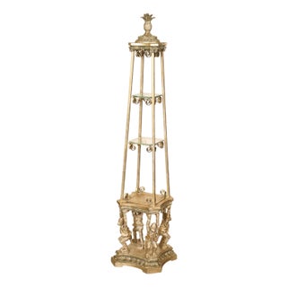 Figural Monkey Form Gilt Metal Obelisk Étagère For Sale