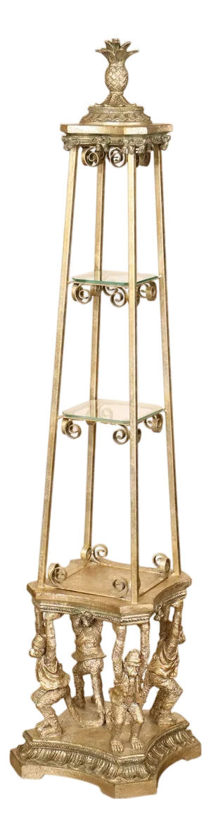 Figural Monkey Form Gilt Metal Obelisk Étagère