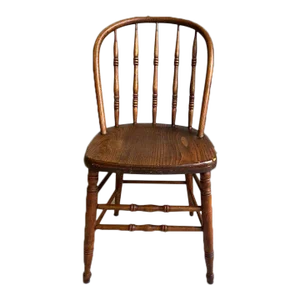 Antique Primitive Hoop Back Spindle Oak Side Chair