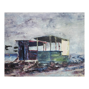Mid 20th Century Modernist Seaside Wagons Painting