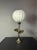 Brass Silver Flower Lamp with Cocoon Fabric Shade, 1980s For Sale - Image 11 of 11