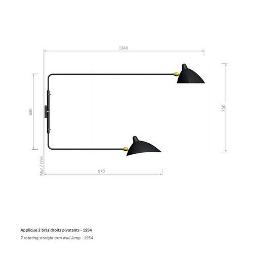 Mid-Century Modern White Rotating Straight Arms Wall Lamp from Serge Mouille For Sale - Image 3 of 5