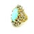 Metal 1960s 18k Gold Turquoise and Diamond Freeform Cocktail Ring, Size 7.5 For Sale - Image 7 of 17