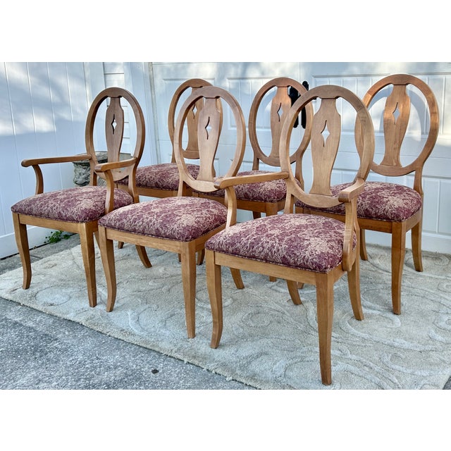 Vtg. Set of Six Ethan Allen Shield Back Transitional Style Dining Chairs For Sale - Image 10 of 17