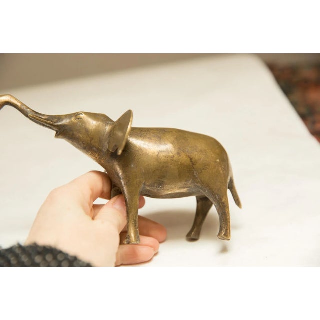 Vintage African Golden Patina Elephant Trunk Up For Sale - Image 9 of 10