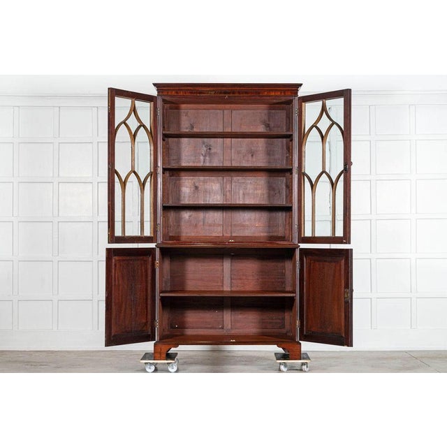 Circa 1800 19thc english regency mahogany glazed bookcase base w123 x d59 x h98 cm base internal shelf depth 51 cm top...