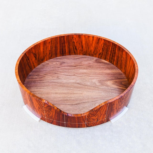 Frank Pollaro Custom Rosewood Dog Bed With Bone Inlay, Signed For Sale - Image 13 of 14