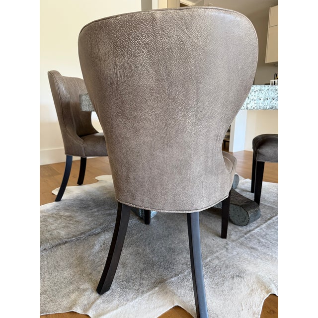 Greige 4 X Leather Dining Chair by Cisco Home For Sale - Image 8 of 11