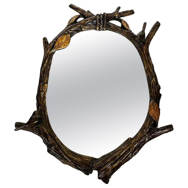 Decorative Mirror with Wooden Branches and Birds, France, 1970 For Sale - Image 11 of 11