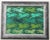 An elegant Sea Horse silhouette from Mythology in shades of army , forest, lime greens with a textured background....