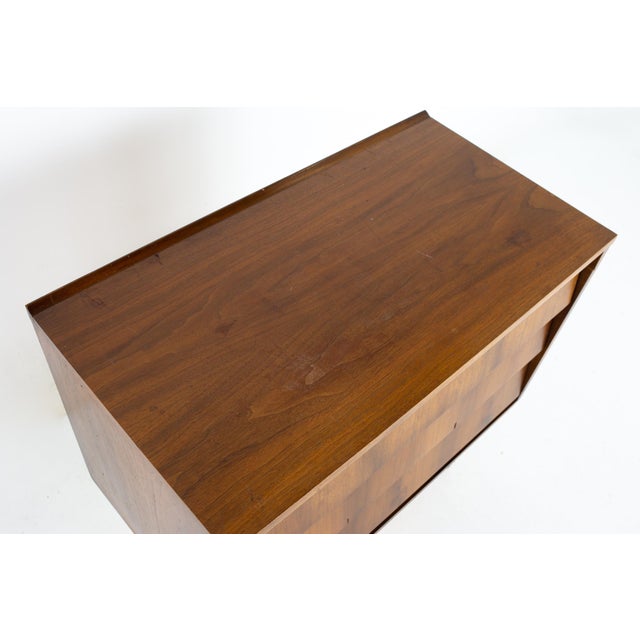 Ward Furniture Company Mid Century Louvered Walnut 3 Drawer Dresser