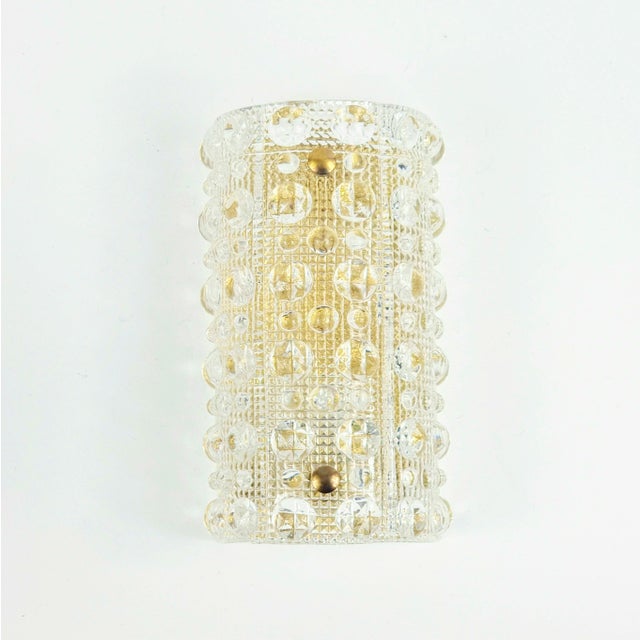 Stunning brass & crystal glass wall light designed by carl fagerlund for swedish glasswork orrefors in the 1960s. Rare...