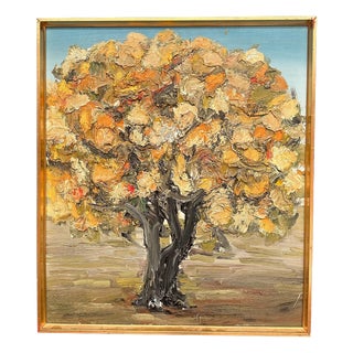 Nils Olsson, Chestnut Tree in Bloom, 1950s, Oil Painting on Canvas, Framed For Sale
