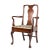 Queen Anne / George I chair with shepherd crook arms and vasiform splat beneath a yoke crest rail. The upholstered slip...