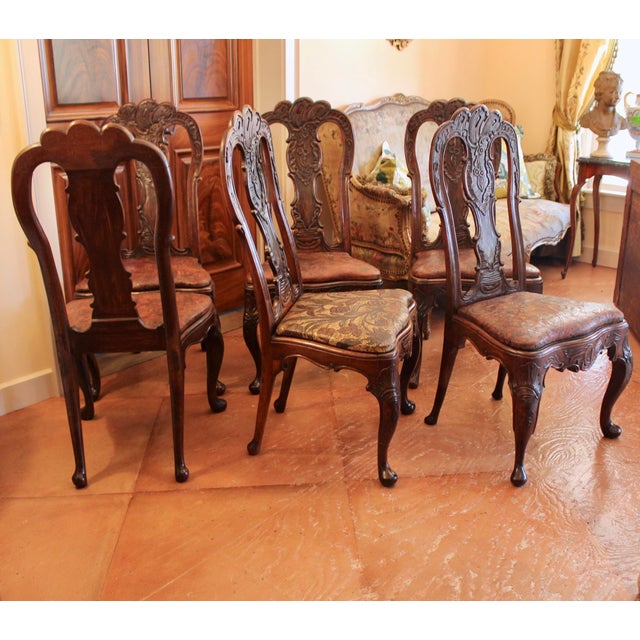 Mid 18th Century Set of Six Dining Chairs With Leather Seats, Portuguese or Spanish Rococo, 18th Century For Sale - Image 5 of 18