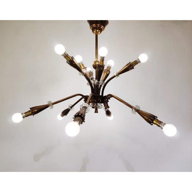 Metal Mid-Century Copper Chandelier, 1950s For Sale - Image 7 of 13