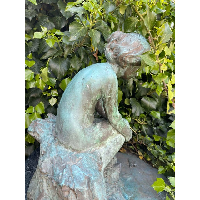 Metal At the Water’s Edge (1914) by Edward Berge – Antique Bronze Sculpture (Roman Bronze Works) Fountain For Sale - Image 7 of 15