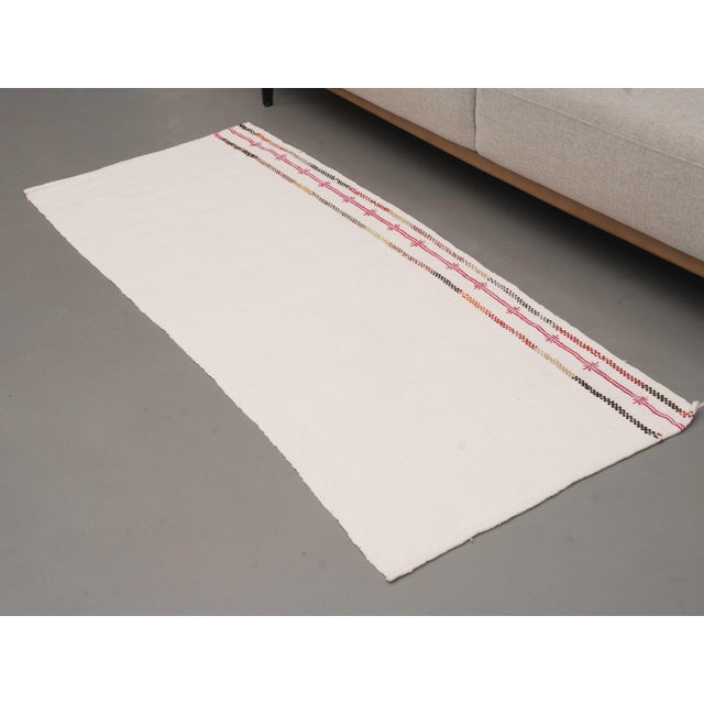1970s Vintage Handmade Wool Cotton White Small Kilim Rug For Sale - Image 10 of 11