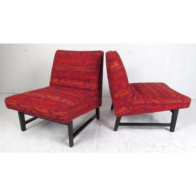 Mid-Century Modern 1960s Mid-Century Modern Slipper Chairs Attributed to Edward Wormley for Dunbar - 2 Pieces For Sale - Image 3 of 10