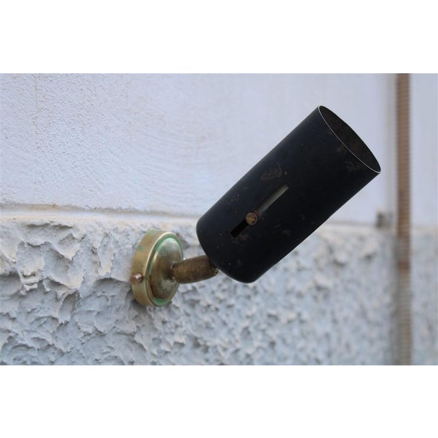 Black and Gold Directional Spotlights in Brass attributed Sarfatti from Arteluce, 1950s, Set of 2, in Very Good...