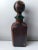 Mid-Century Modern Vintage Italian Tooled Leather Wrapped Green Glass Bottle With Stopper For Sale - Image 3 of 9